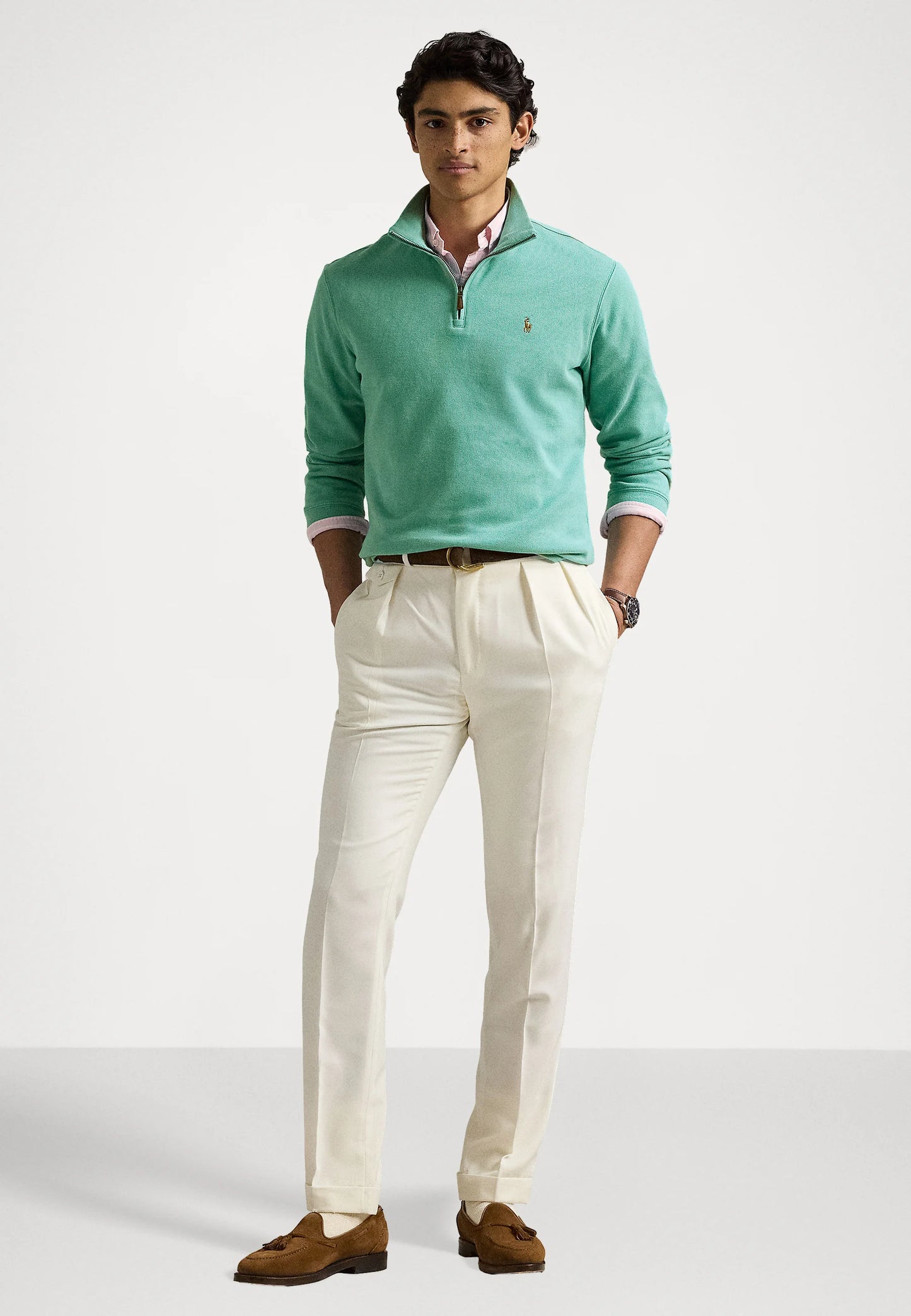 Sudadera con cremallera y cuello de algodón