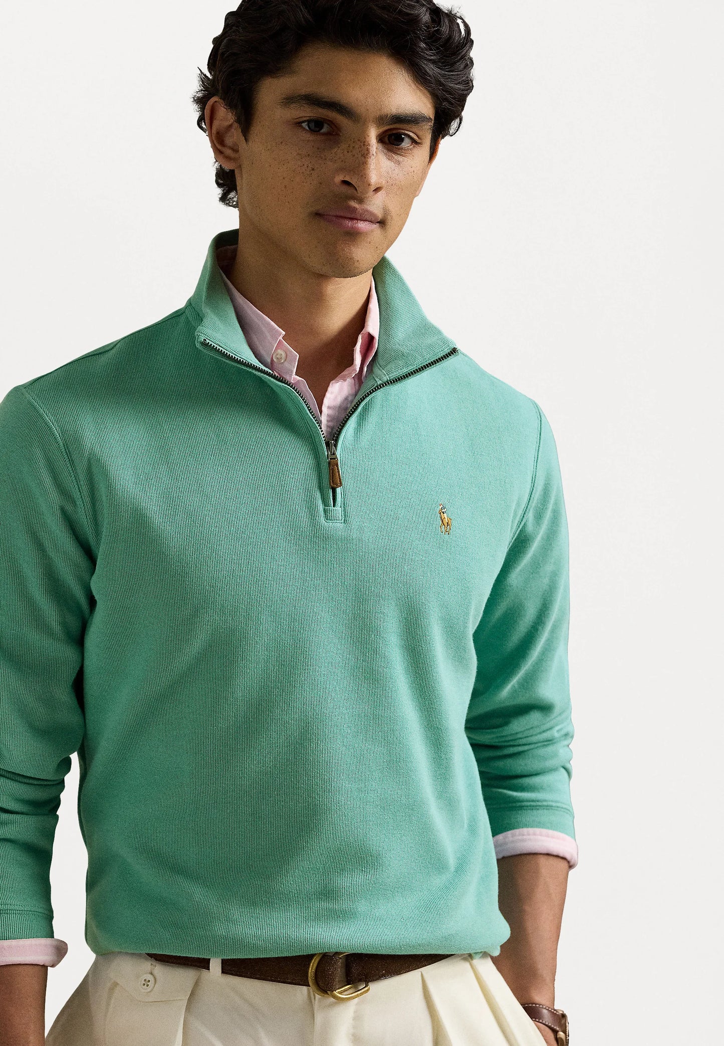 Sudadera con cremallera y cuello de algodón