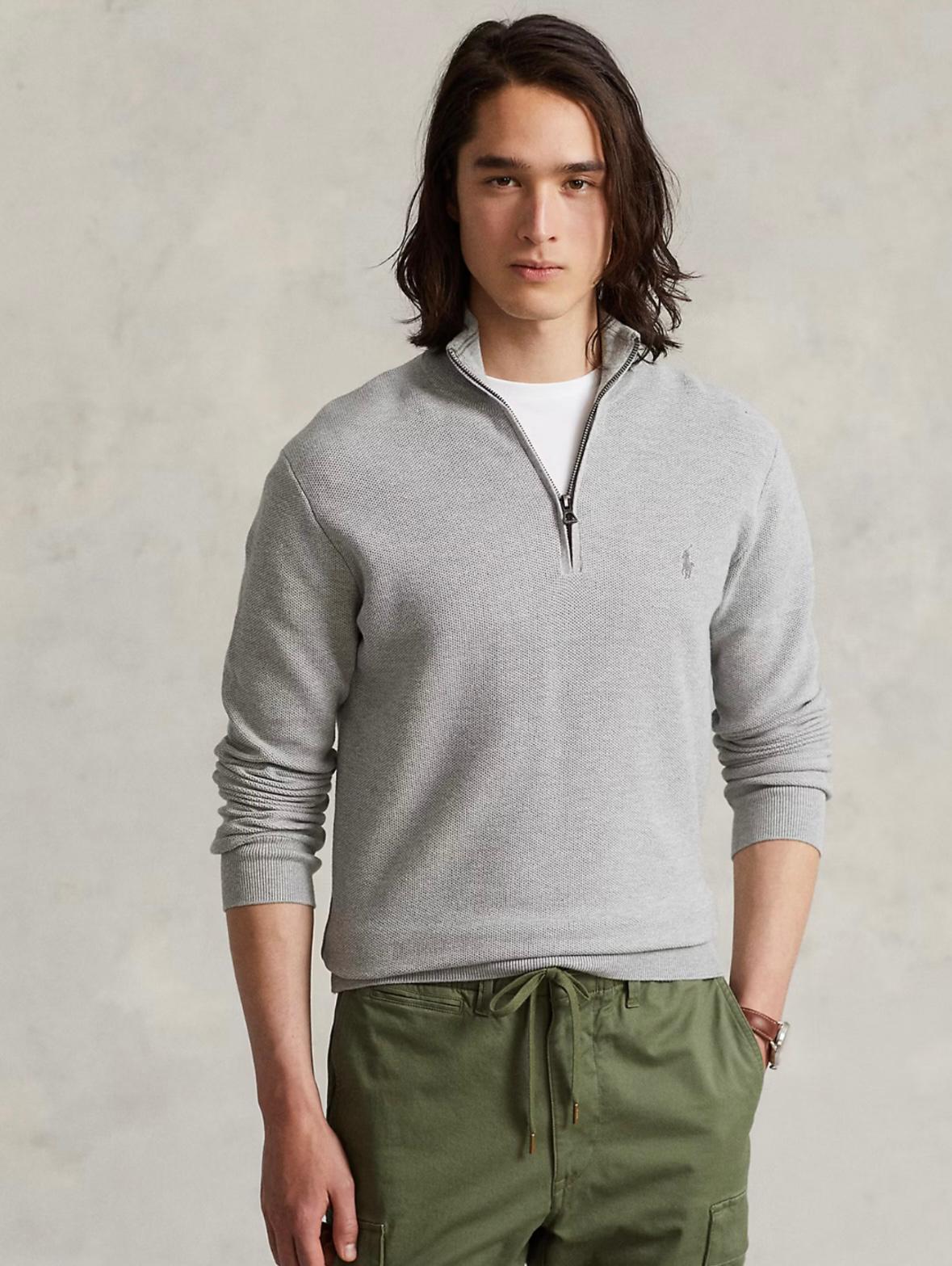 Sudadera con cremallera y cuello de algodón